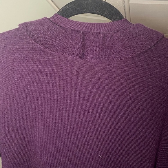 Fenn Wright Manson 100% Merino Wool Cardigan Ruffles Belt Eggplant Purple - Picture 7 of 7